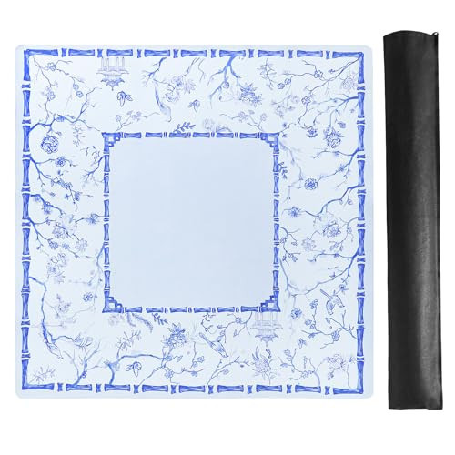 TIASUSAN Large Blue Mahjong Mat with Black Carrying Bag, Anti-Slip, Noise-Reducing Table Cover for Mahjong, Poker, Board Games, Dominoes, and Card Games (31.5” x 31.5”) | Amazon (US)