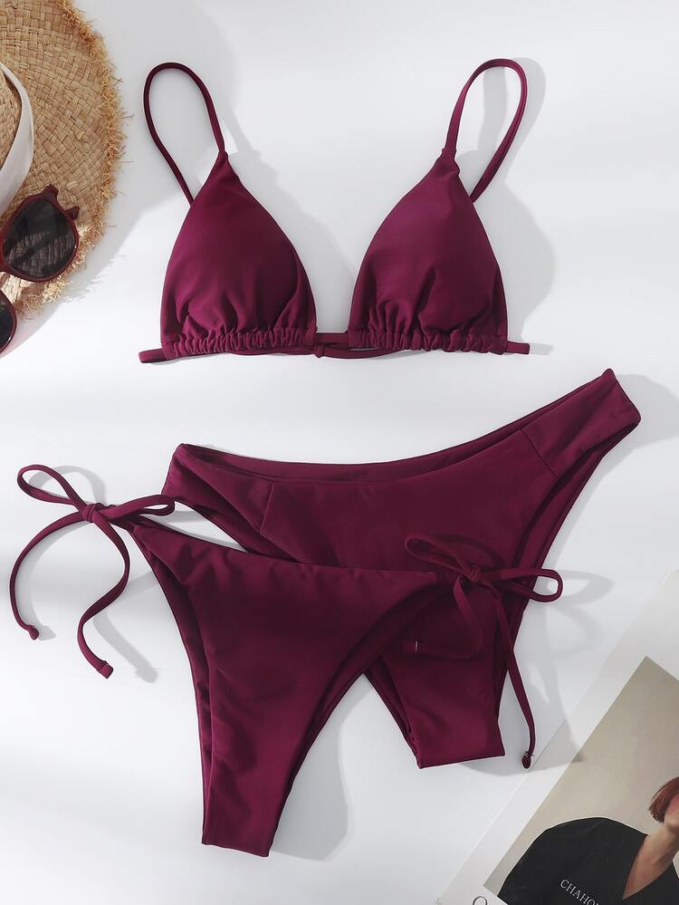 3pack Plain Bikini Swimsuit & Bikini Panty | SHEIN