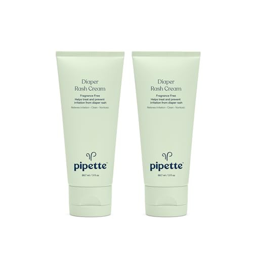Pipette Diaper Rash Cream - Relieve & Prevent Diaper Rash with Non-Nano Zinc Oxide, Fragrance-Free Baby Butt Cream, Non-Toxic Daily Protective Balm, 3 fl oz (2 Pack) | Amazon (US)