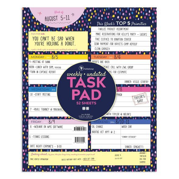 Undated Planner 9" x 12" Bright Weekly Large Task Pad - TF Publishing | Target