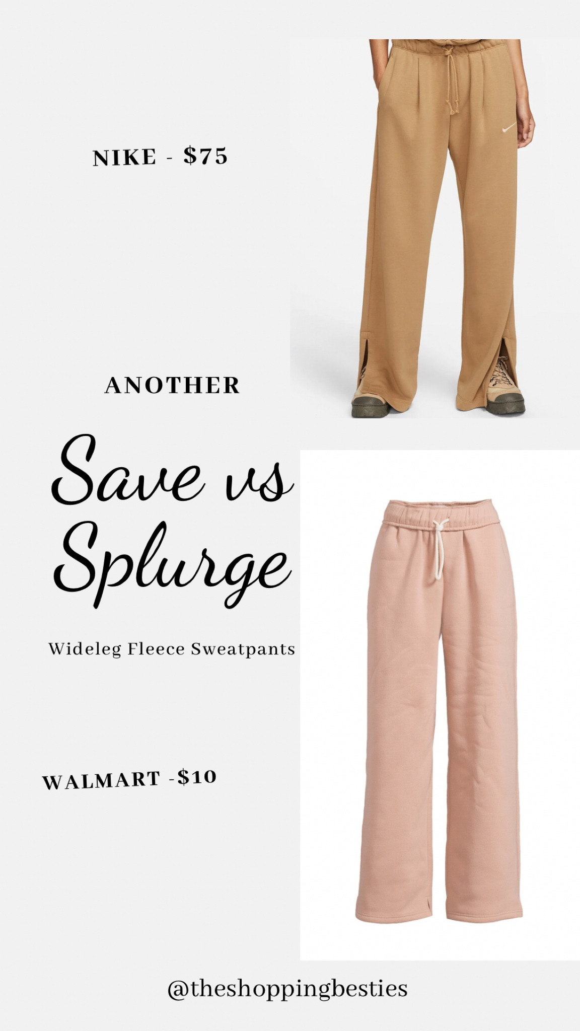 Wide leg fleece sweatpants - Nike and Walmart 

#LTKstyletip #LTKmidsize #LTKfindsunder50