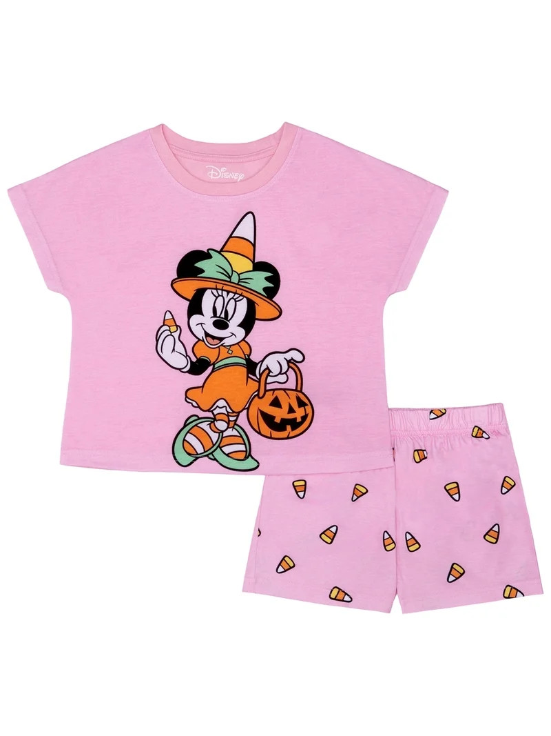 Minnie Mouse Girls Short Sleeve Top and Short Pajama Set, 2-Piece, Sizes 4-12 | Walmart (US)
