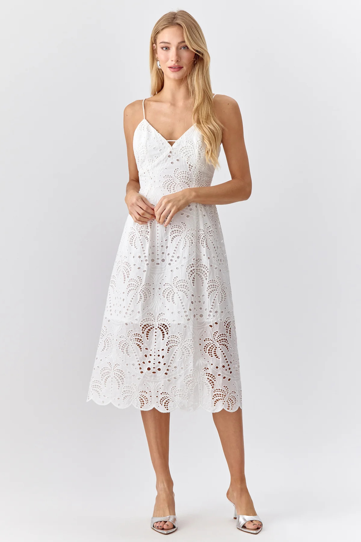 Krista Cotton Eyelet Midi Dress | Adelyn Rae