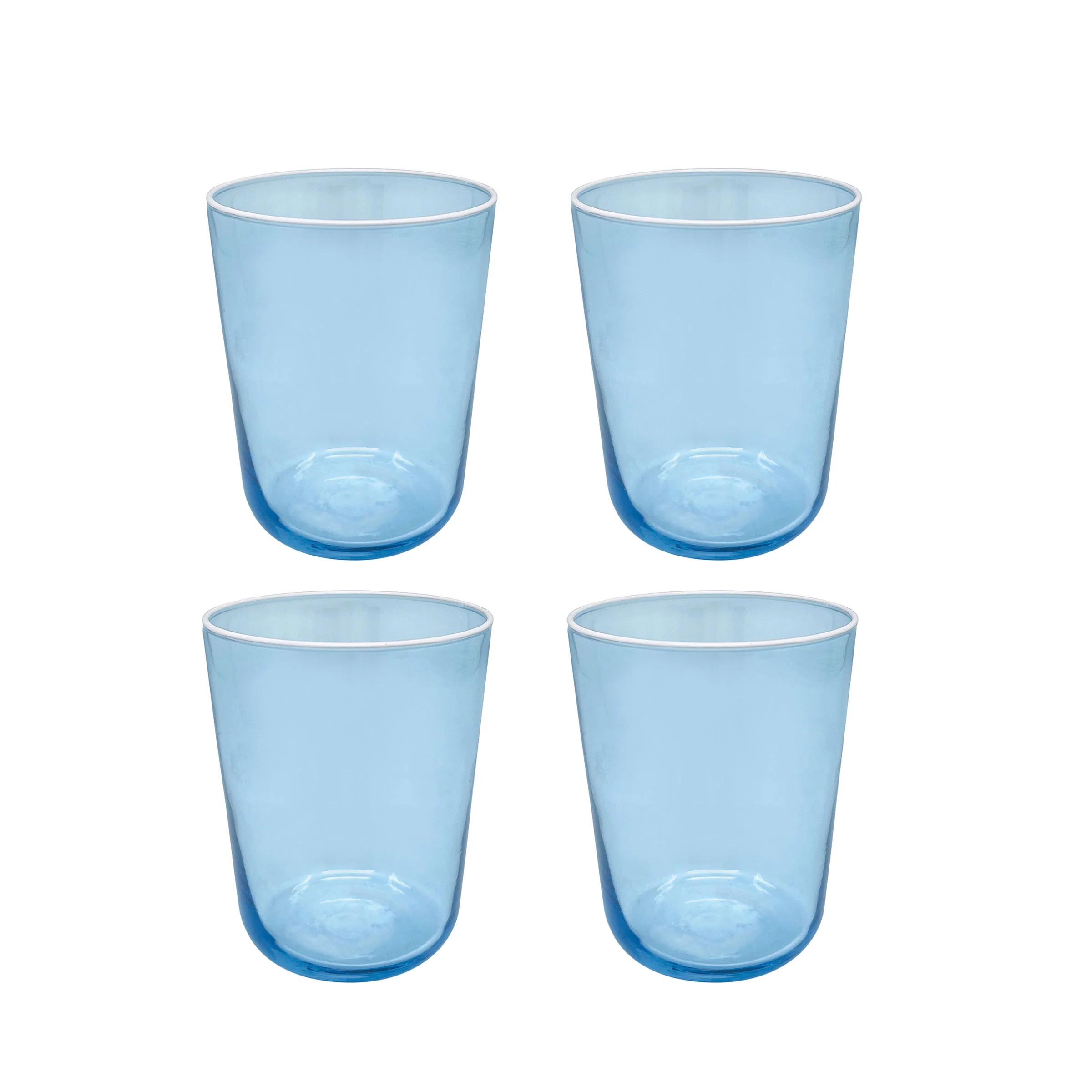Fine Line Light Blue with White Rim Double Old-Fashioned Glass Set of 4 | Mariposa