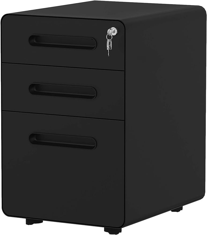 YITAHOME 3-Drawer Rolling File Cabinet, Metal Mobile File Cabinet with Lock, Filing Cabinet Under... | Amazon (US)