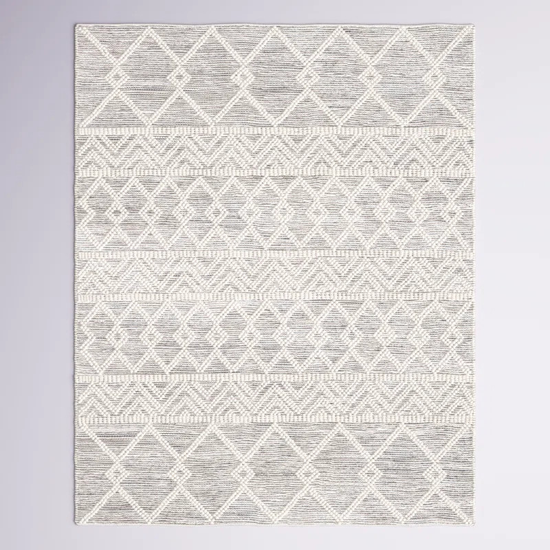 Ganta Moroccan Handmade Flatweave Wool Charcoal/Cream Area Rug | Wayfair North America