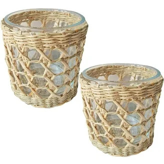 Better Homes & Gardens 7" Decorative Clear Hammered Glass Hurricane Pillar Candle Holder with Bro... | Walmart (US)