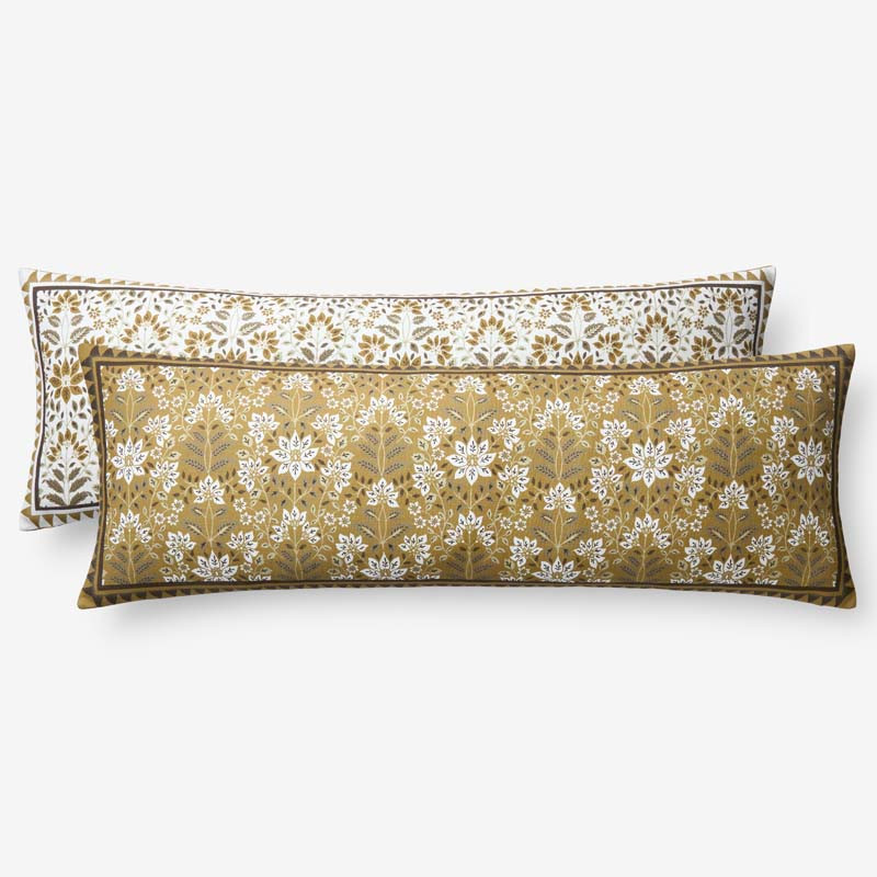Medallion Reversible Decorative Lumbar Pillow Cover - Gold, 14 in. x 40 in. | The Company Store