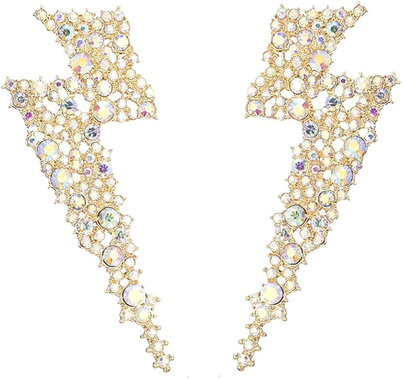 Crystal Lightning Bolt Dangle Earrings, Flash Statement Earrings for Women Dangling KELMALL COLLECTI | Amazon (US)