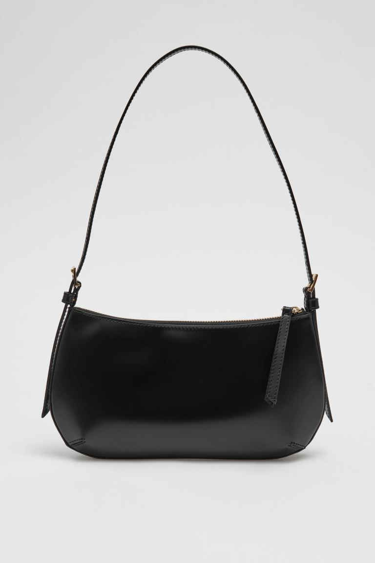 Glossed-Leather Shoulder Bag - Black - Ladies | H&M GB | H&M (UK, MY, IN, SG, PH, TW, HK)