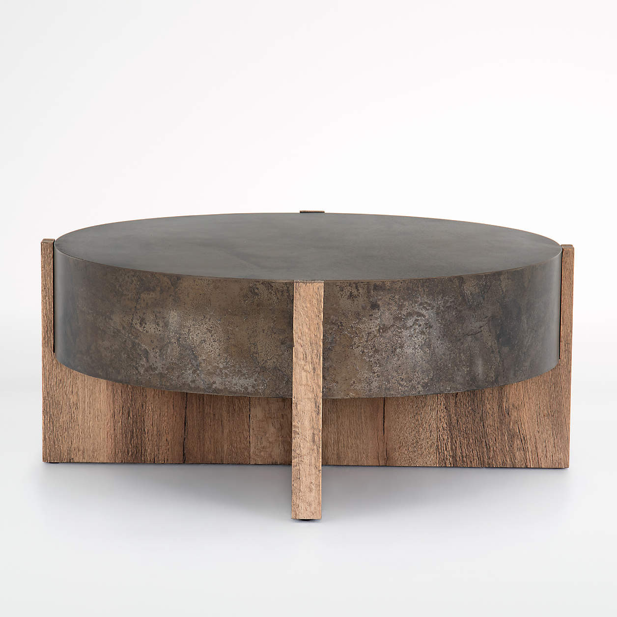 Mackinley Iron and Natural Wood 42" Round Coffee Table + Reviews | Crate & Barrel | Crate & Barrel