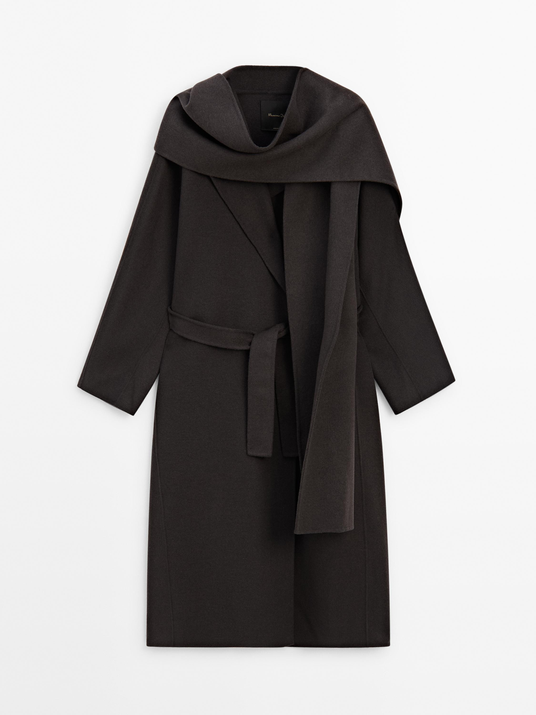 Wool blend coat with scarf | Massimo Dutti US