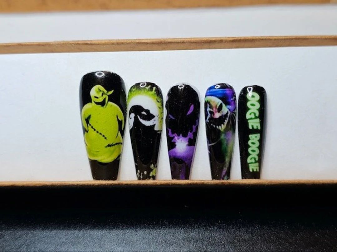 Oogie Boogie Press on nails/Fake Nails Halloween/Nail Decals/False Nails/Luxury Press on nails/Ge... | Etsy (US)