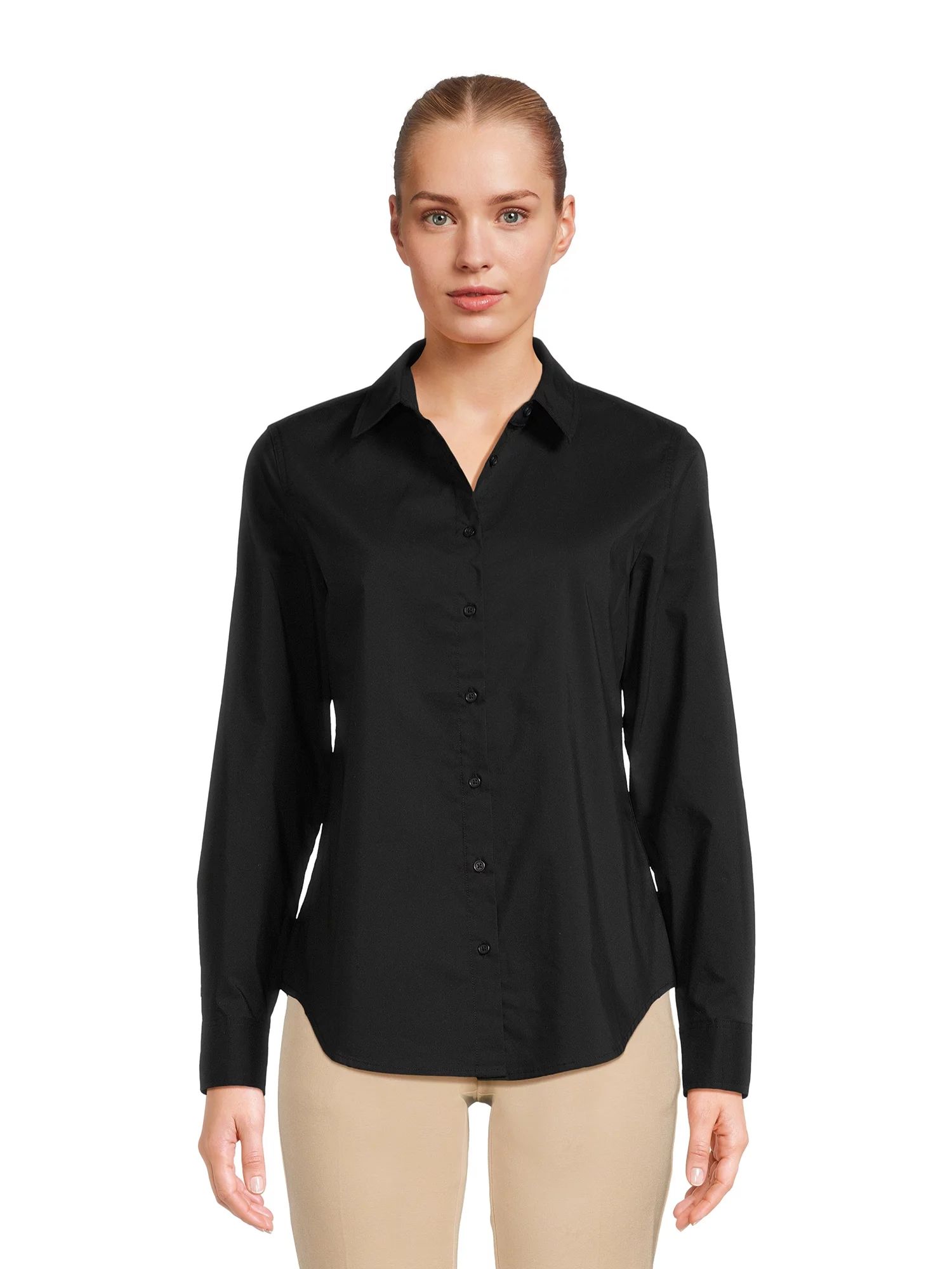 Time and Tru Women's Long Sleeve Button Down Shirt | Walmart (US)