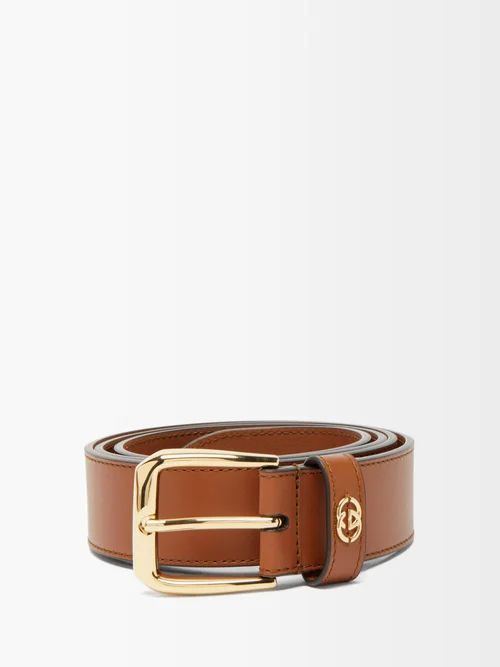 Gucci - GG-plaque Leather Belt - Mens - Brown | Matches (US)