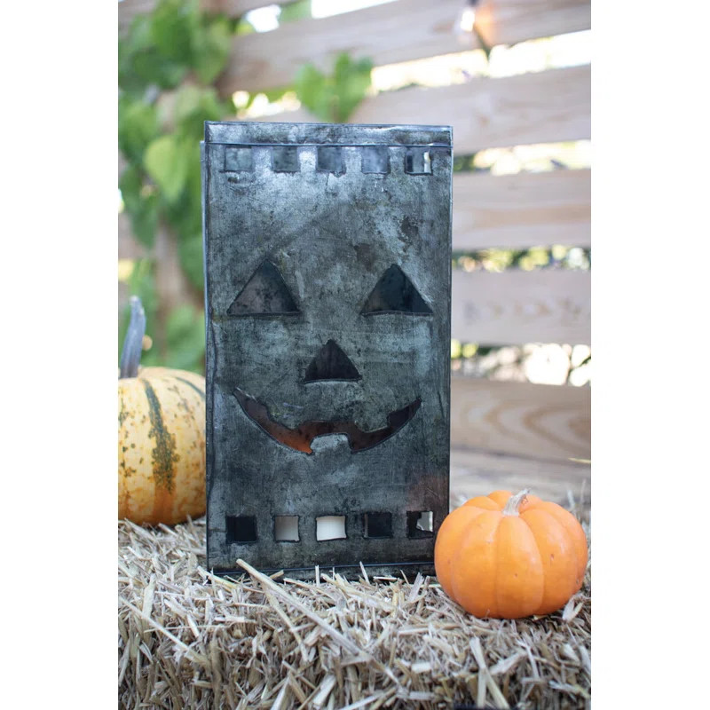 13.5" Tin Jack-O-Lantern Luminary Set of 6, Halloween Metal Lanterns D\u00e9cor (Set of 6) | Wayfair North America