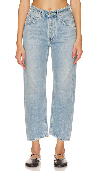 Dahlia Bow Leg Baby Roll Jeans in Ribbon | Revolve Clothing (Global)