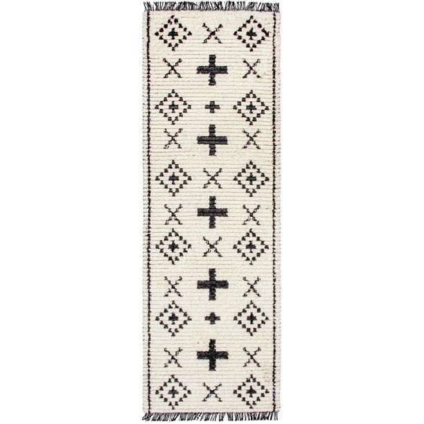 nuLOOM Layla Tribal Geometric Soft Shag Fringe Runner Rug, 2' 8" x 8', Beige | Walmart (US)