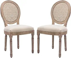 civama Dining Chairs Set of 2 French Vintage, Mid Century Upholstered Farmhouse Fabric Chair with... | Amazon (US)