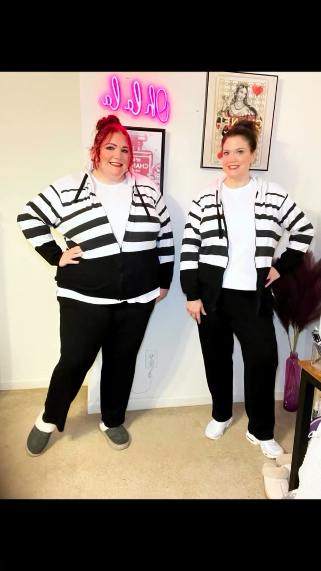 Not everyone can wear the stripes 💁🏻‍♀️ or be apart of that Whistle Blower Life 📢🏈🏁

Referee mode on 💪🏻 and so are our game faces 😎thanks to @womanwithin 🖤🤍

This entire outfit is SUPER comfortable! We love this striped zip up hooded jacket & pants set, it screams referee without it being an official uniform! Then we paired this waffle thermal for underneath the jacket! So if it’s chilly on Halloween, you’ll be warm! 👍🏻 You can also had a hat, a whistle, and some sneakers and you are all set! 👏🏻

Would you wear this for Halloween?! 👻 Comment SHOP for the link 🛒

#womanwithin #womanwithinambassador #referee #refereelife #halloweencostumeideas #halloweencostume #plussizehalloween