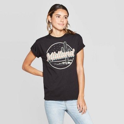 Women's Midland Band Short Sleeve Graphic T-Shirt (Juniors') - Black | Target