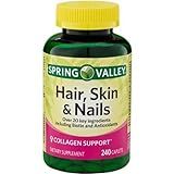 Spring Valley - Hair, Skin & Nails, Over 20 Ingredients Including Biotin and Collagen, 240 Caplets | Amazon (US)