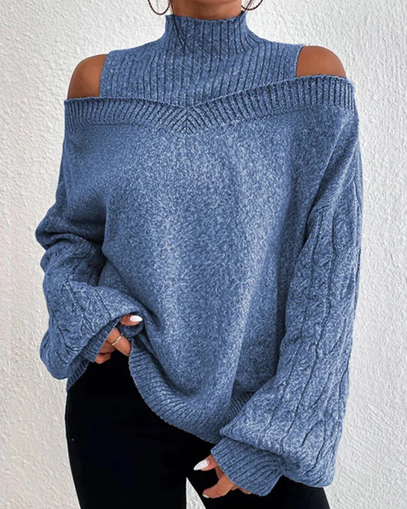 Casual Off the Shoulder Turtleneck Sweater | Zeagoo