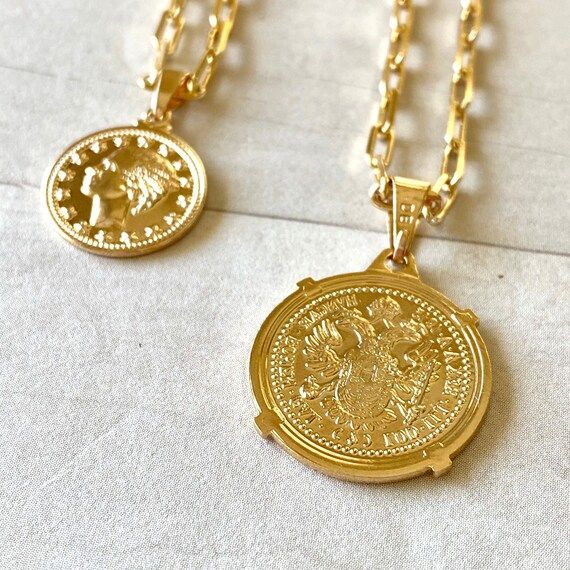 Gold Coin Necklace Set Double Up Layering Necklaces | Etsy | Etsy (US)