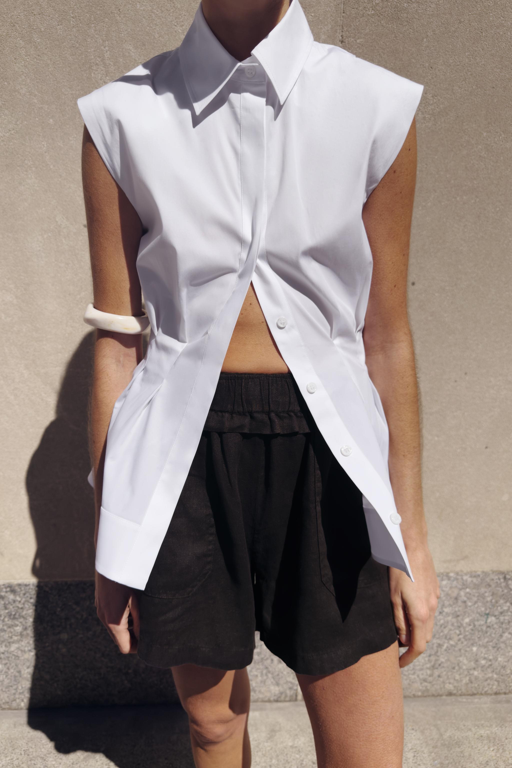 PLEATED SLEEVELESS SHIRT ZW COLLECTION | Zara US
