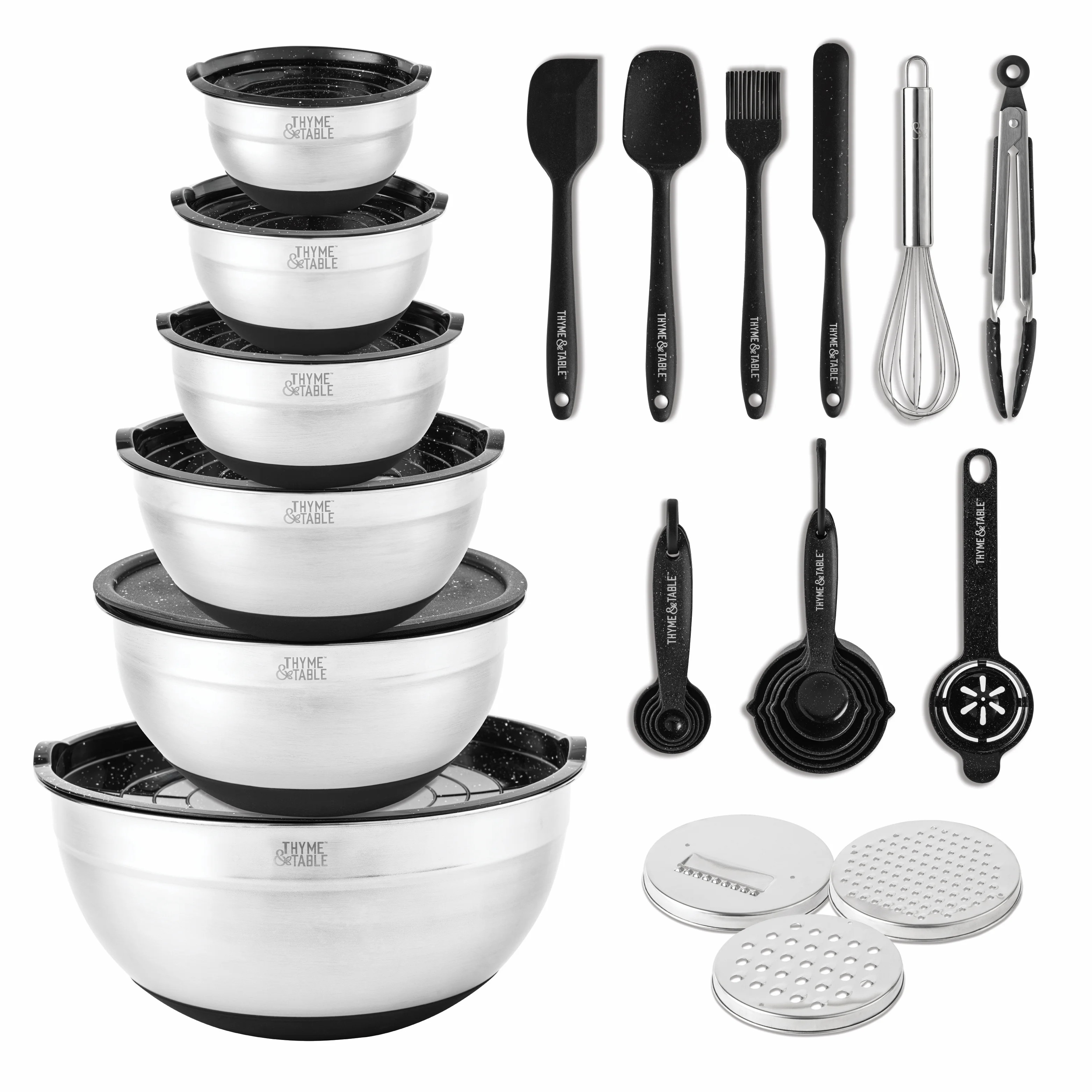 Thyme & Table, 32 Piece Stainless Steel Mixing Bowls and Food Prep Set | Walmart (US)