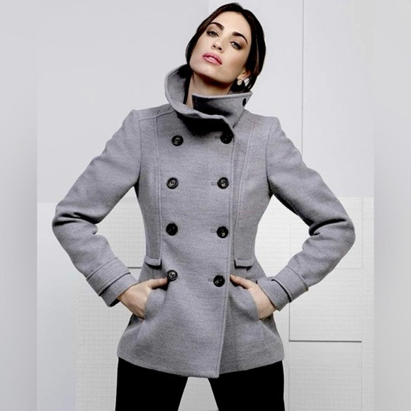 H&M Funnel Neck Double Breasted Peacoat Jacket | Poshmark