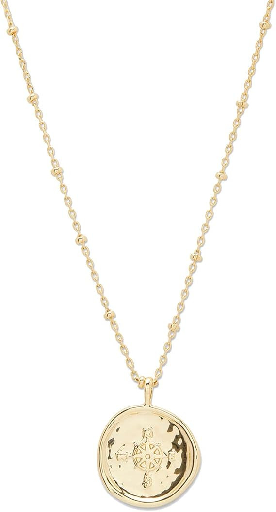 gorjana Women's Compass Coin Pendant Necklace, 18K Gold or Silver Plated Medallion, Adjustable 19... | Amazon (US)