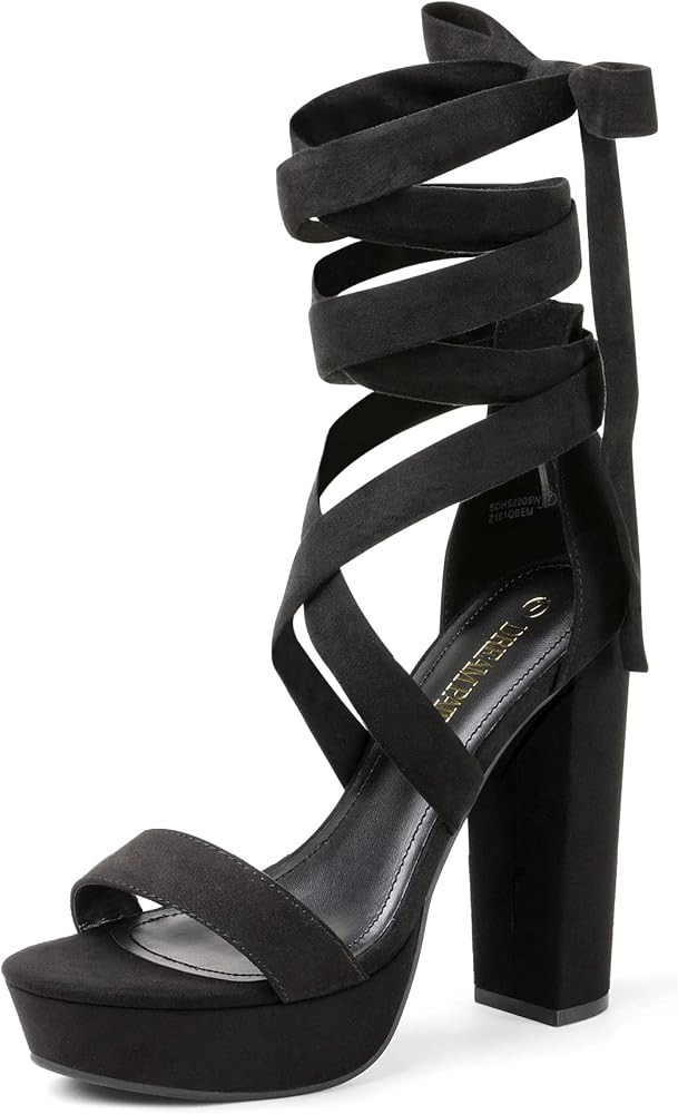 DREAM PAIRS High Heels Chunky Block Platform Heels for Women Strappy Gladiator Sexy Open Toe Heels D | Amazon (US)