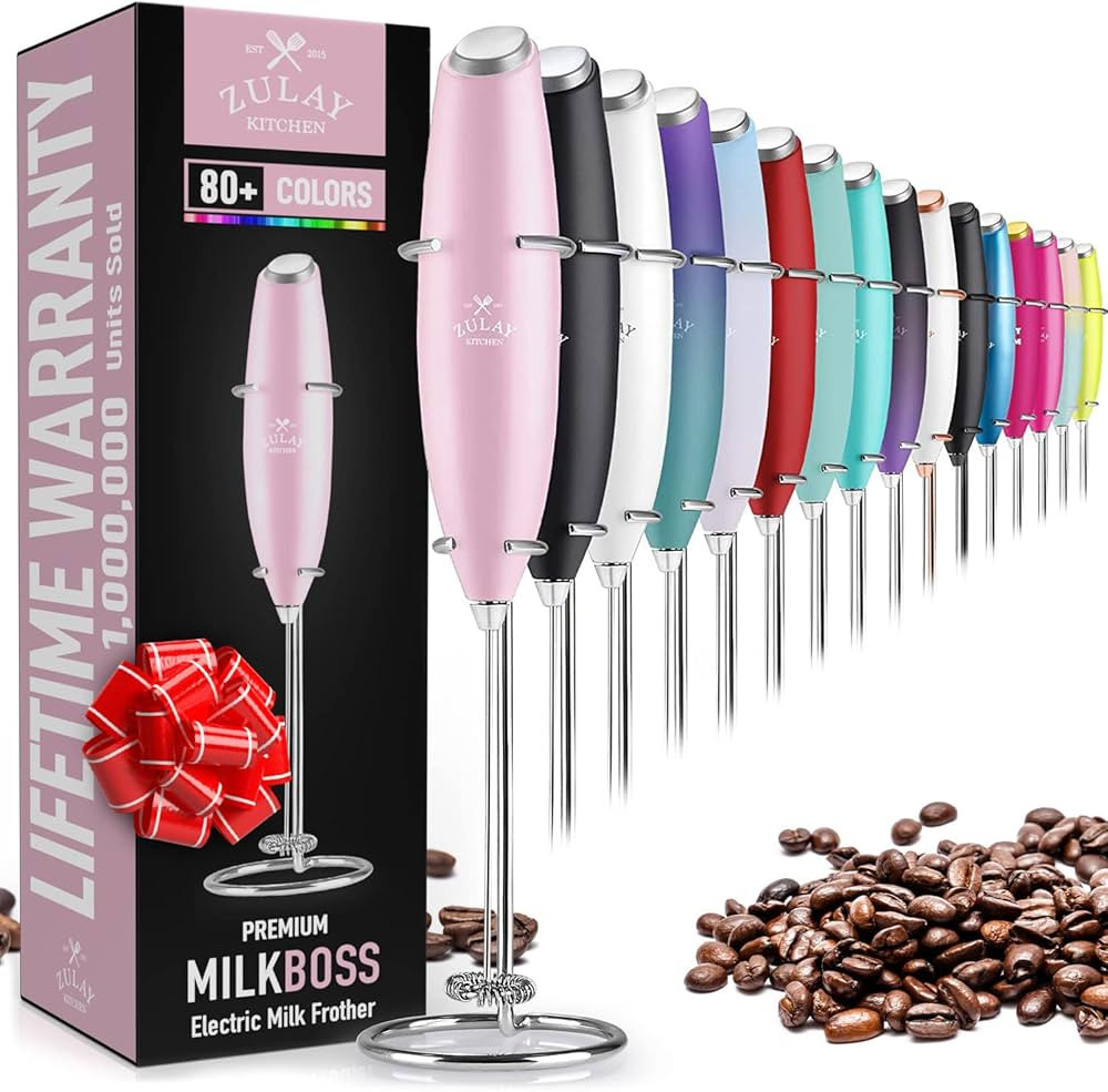 Zulay Original Milk Frother Handheld Foam Maker for Lattes - Whisk Drink Mixer for Coffee, Mini F... | Amazon (US)