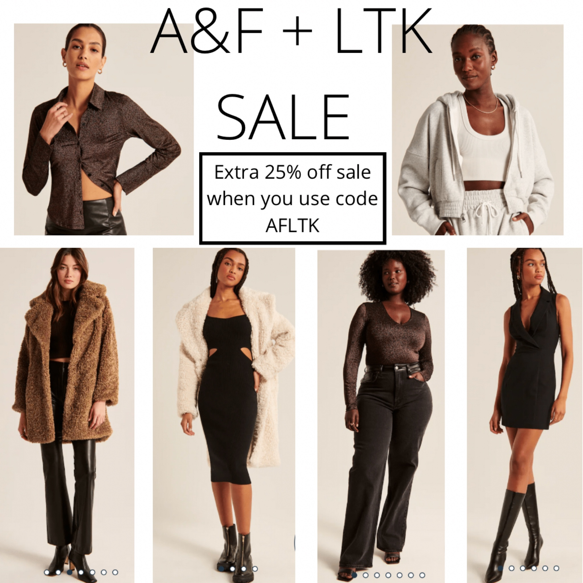 Abercrombie & Fitch x LTK sale is here! Promo ends 12/12/22
Promo code is stackable with sale items for extra money off! Winter fashion, sale alert, winter coat, women outfits

#LTKstyletip #LTKsalealert #LTKxAF