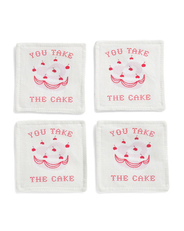 Set Of 4 You Take The Cake Coasters | TJ Maxx