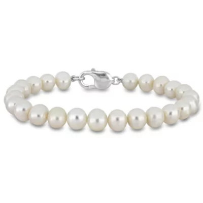 Belk & Co Men's Freshwater Cultured Pearl Bracelet with Sterling Silver Clasp | Belk