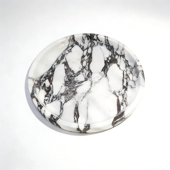Round Natural Marble Tray, Decorative Stone Serving Platter for Jewelry, Perfume, Food Display Sm... | Amazon (US)