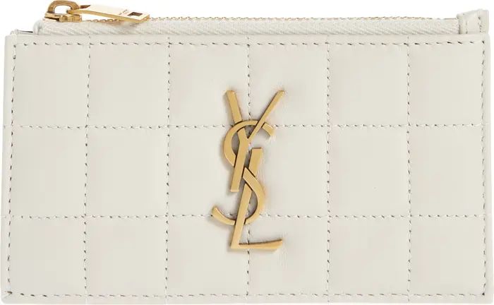 Gaby Quilted Zip Leather Card Case | Nordstrom