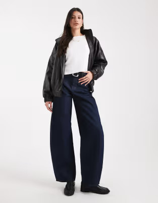 ONLY Tall - Taylor - Barrel jeans met hoge taille in donkerblauw | ASOS (Global)