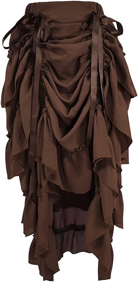 Womens Steampunk Victorian Cosplay Costume High-Low Show Skirt | Amazon (US)