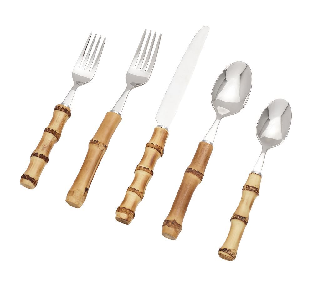 Natural Bamboo Flatware, Set of 5 | Pottery Barn (US)