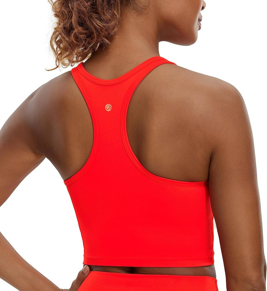 CRZ YOGA Butterluxe Womens Y-Back Racerback Longline Sports Bra - Padded Scoop Neck Workout Crop ... | Amazon (US)