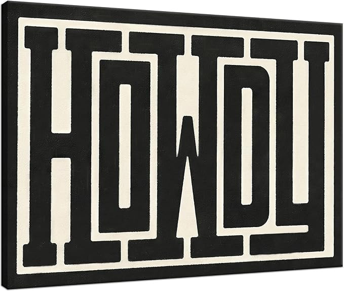 Framed Vintage Funky Big Howdy Canvas Wall Art Western Modern Design Wall Decor Black and White S... | Amazon (US)