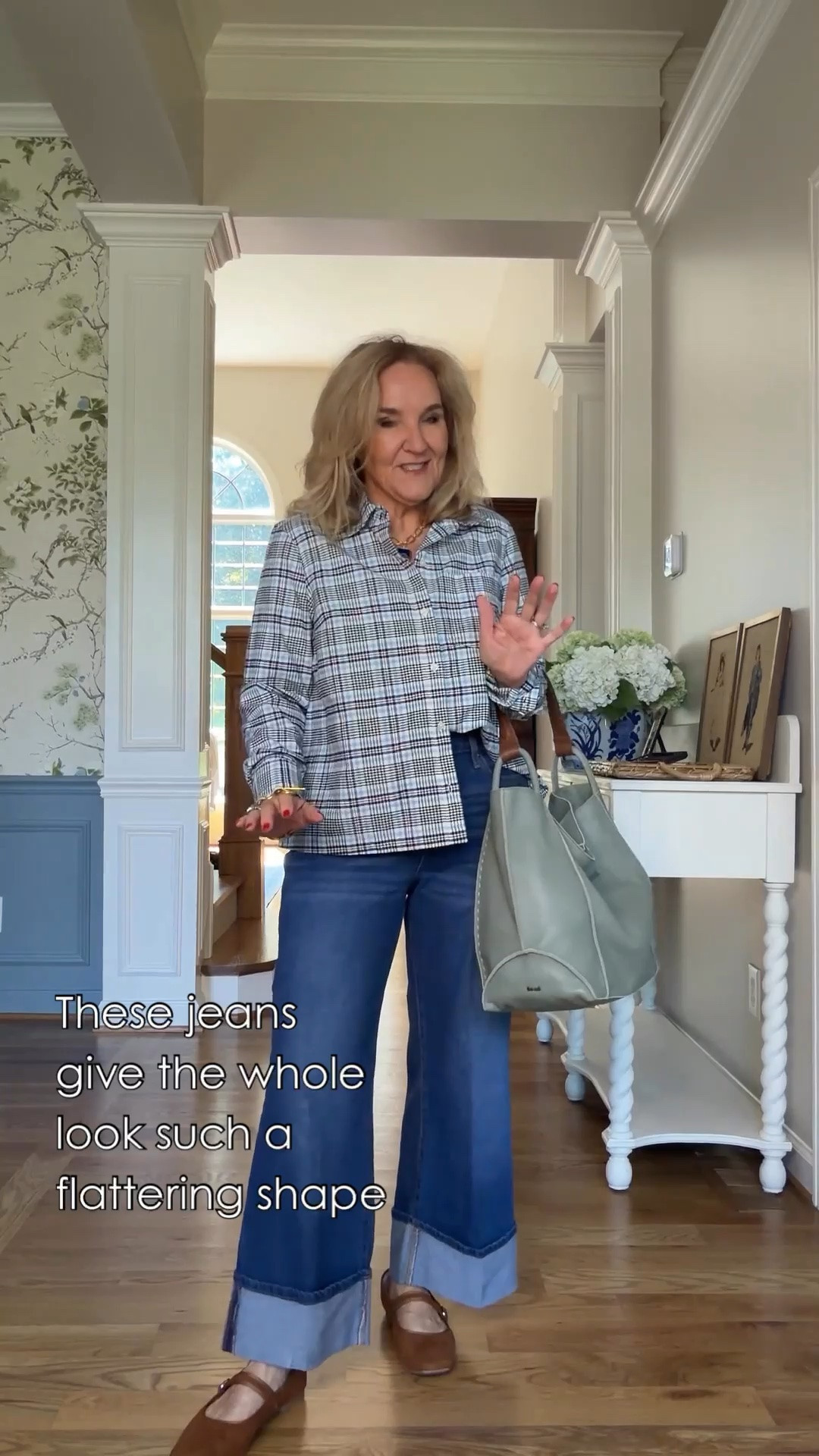 These jeans really do have a flattering shape. I’m wearing a medium, and I love the way they look with this little plaid shirt.

#LTKootd #LTKgrwm #LTKOver40