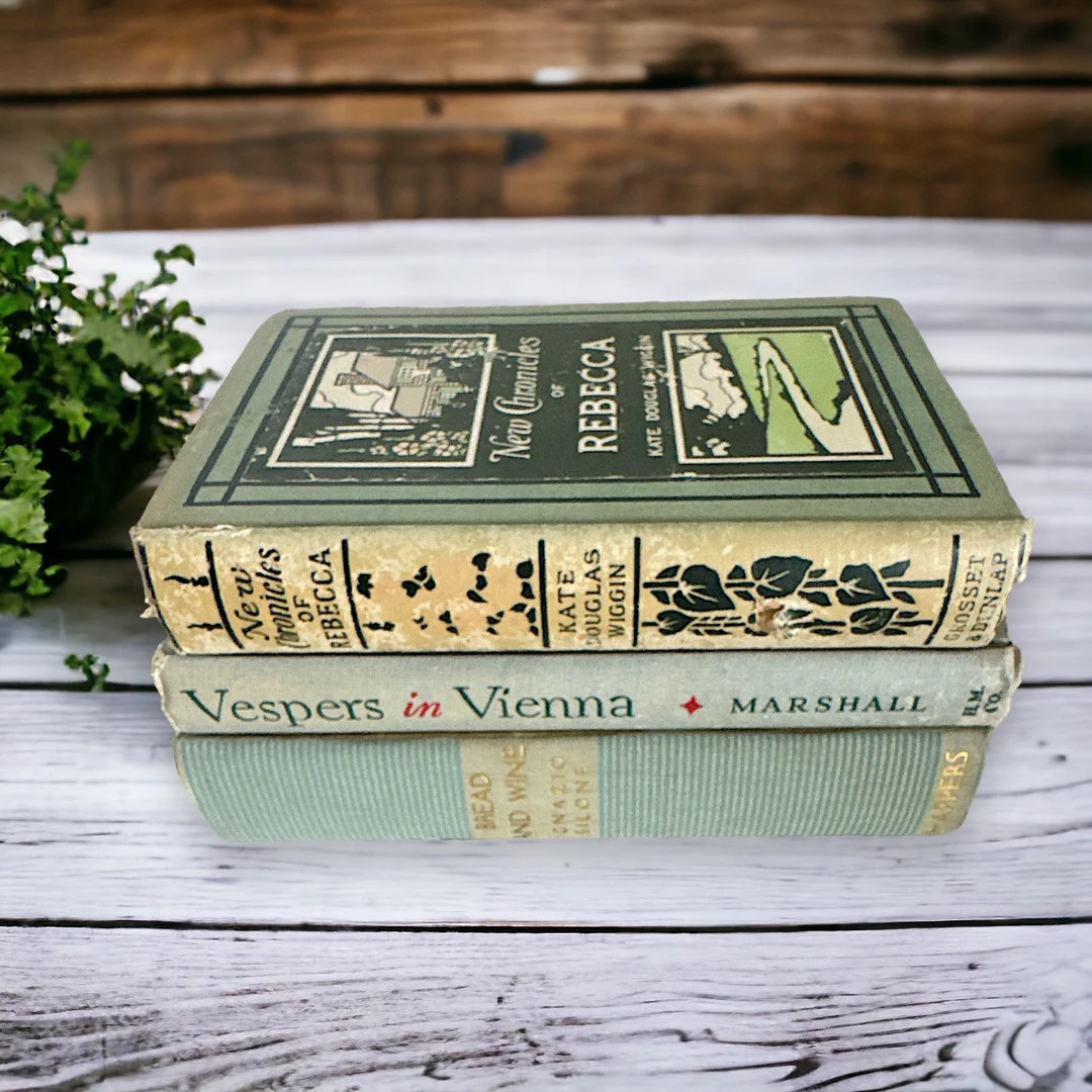 Antique Green Books Stack for Home Decor Rustic Green Books for Farmhouse Decorations Green Shabb... | Etsy (US)