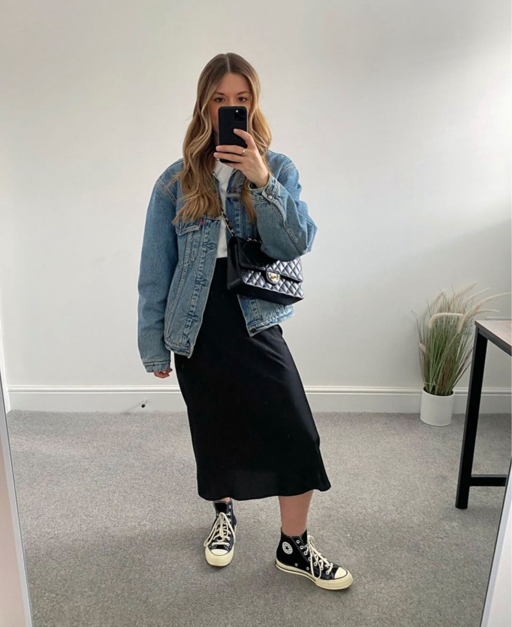Denim jacket and slip skirt weather 🖤

#LTKeurope #LTKSeasonal #LTKstyletip