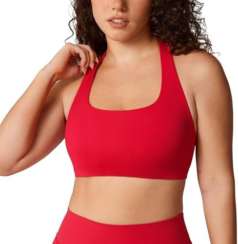 Hugcurve Detachable Halter Sports Bra Racerback for Women Padded Square Neck Open Back Yoga Worko... | Amazon (US)