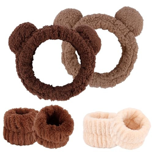 Canitor Bear Ears Spa Headband Wrist Bands Set for Washing face Skincare Headband Makeup Headband Face Wash Headband Cute Gifts Stuff Stuffers for Preppy Teen Girl Women | Amazon (US)