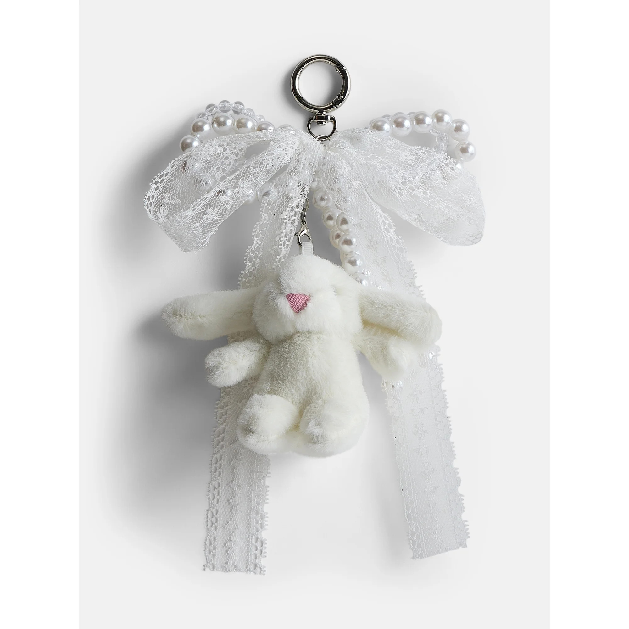 Weekend Academy Girls Bag Charm, White Bunny with Faux Pearls & Lace | Walmart (US)
